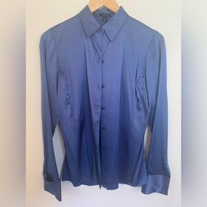 Ann Taylor Women’s Blue Silk Button-down Shirt